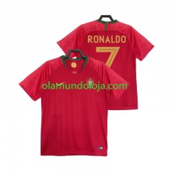 Camisola Portugal Cristiano Ronaldo 7 2018 Retro Homem Equipamento Primeiro Manga Curta